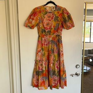 Farm Rio bright floral fabric. Size small. Worn 2 times